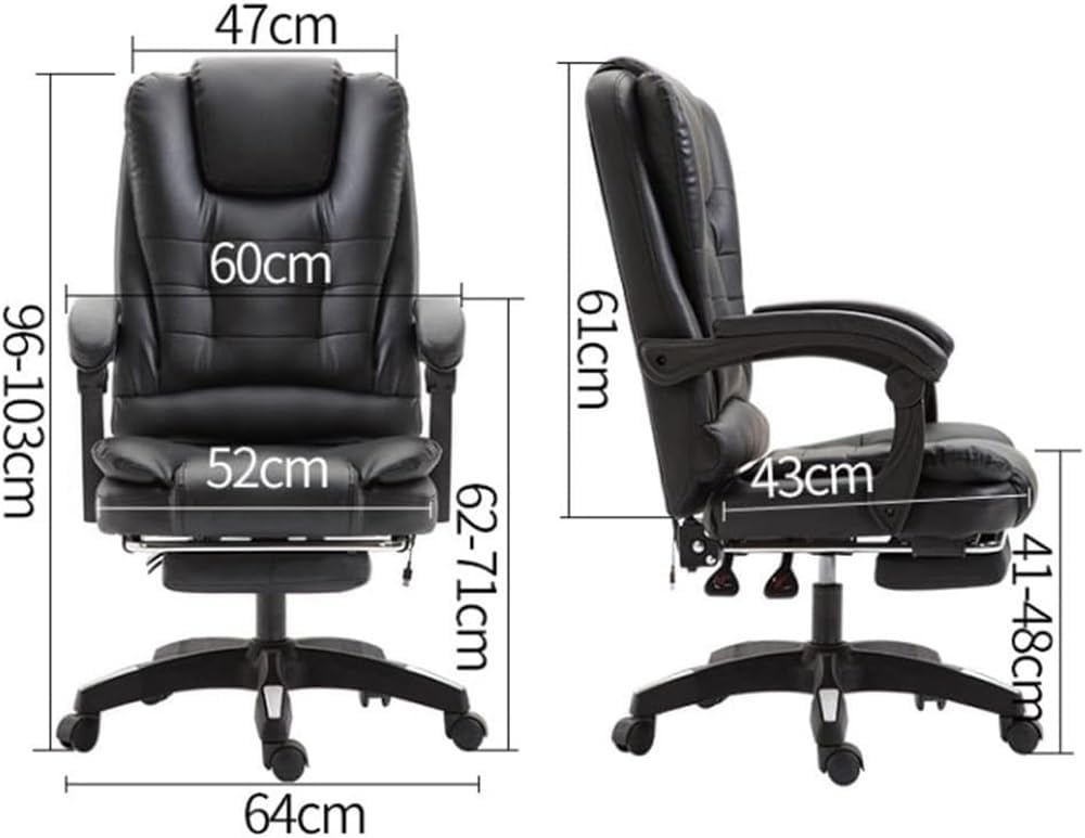 Genuine Leather Executive Office Chair with Adjustable Height Ergonomic Computer Swivel Lifting Handrail Desk Chairs for Meeting Room Lunch Break Reading