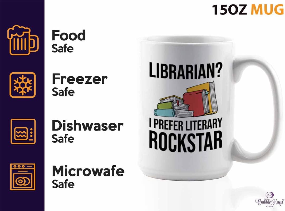 Book Lover Coffee Mug 15oz White - literary rockstar - Gifts for Book Club Readers Book Nerd Librarians Book Worm Bookish