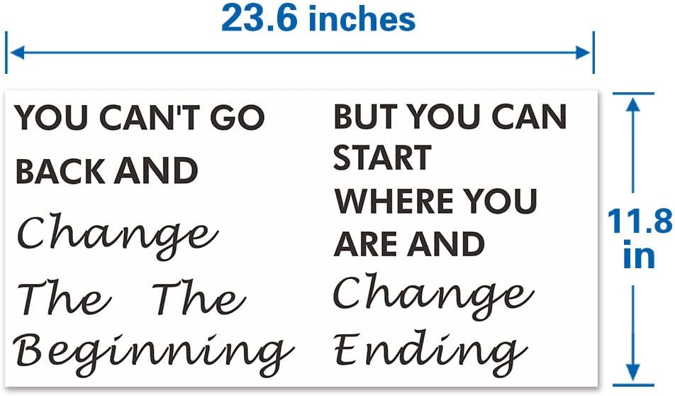 Inspirational Quotes Wall Decals,You Can't Go Back and Change The Beginning Motivational Saying Wall Stickers for Classroom Kid's Room Office, Ability Attitude Positive Vinyl Removeble Wall Art