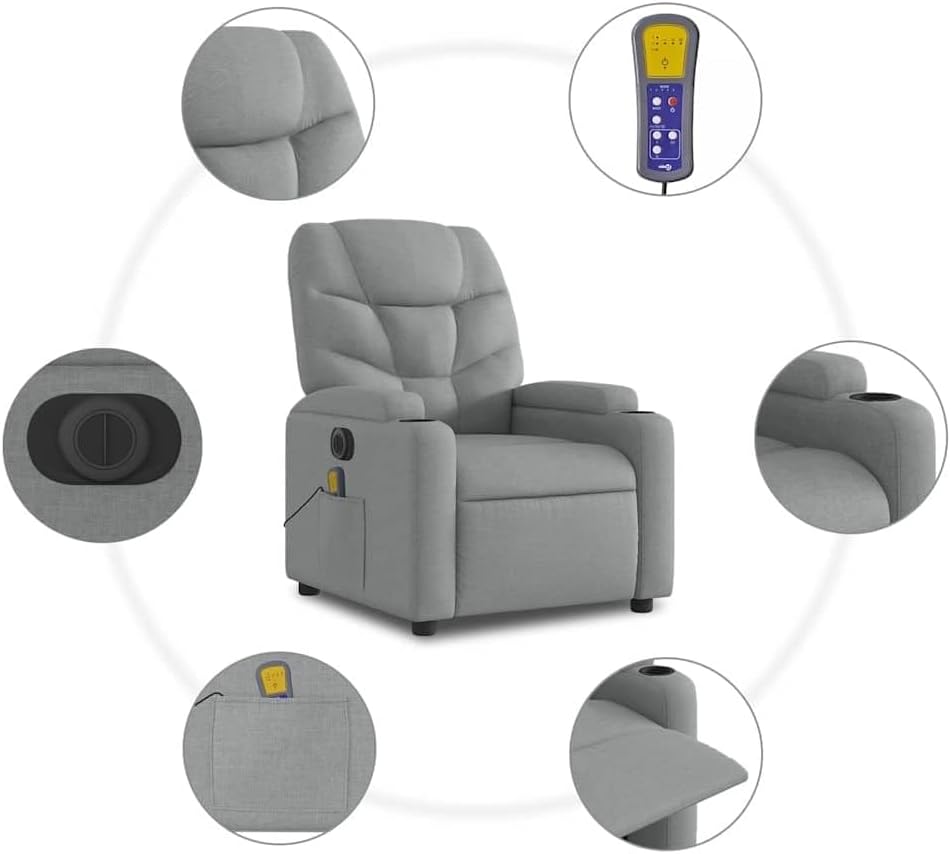 Electric Power Lift Recliner Chair for Seniors Heated & Massage Recliner with Adjustable Settings, Remote Control, Dual Cup Holders, Ergonomic Living Room & Home Theater Seating