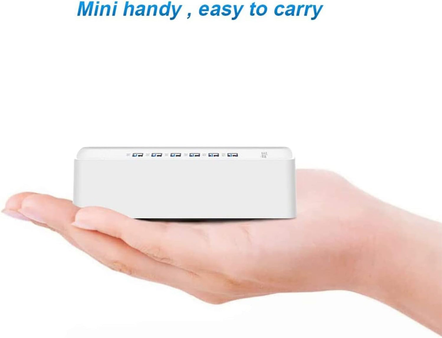 USB Fast Charger, 6-Port Portable Charging Station, Suitable for Various Devices, Compatible with iPhone, iPad, Samsung, Google, Xiaomi, Huawei and Other USB Charging Devices