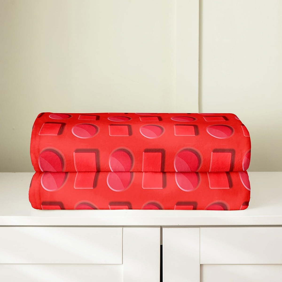 Feelyou Building Blocks Plush Throw Blanket, Throw 50"x60" Toy Brick Flannel Fleece Blanket for Kids Teens Adults Red Blocks All Season,Bed Blanket Kids Gaming Room Decor