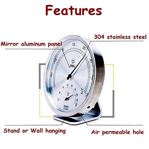 Stainless Machanical Thermo-Hygrometer Mechanical Induction Element no Need Battery Temperature and Humidity Meter