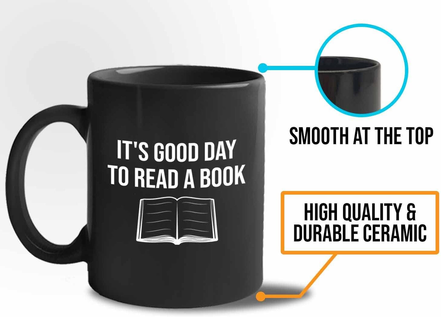 Bubble Hugs Writer Coffee Mug 11oz Black - It's good Day to read a book - Reading Book Lover for Bookworm Bibliophile Librarians Author Readers Bookish