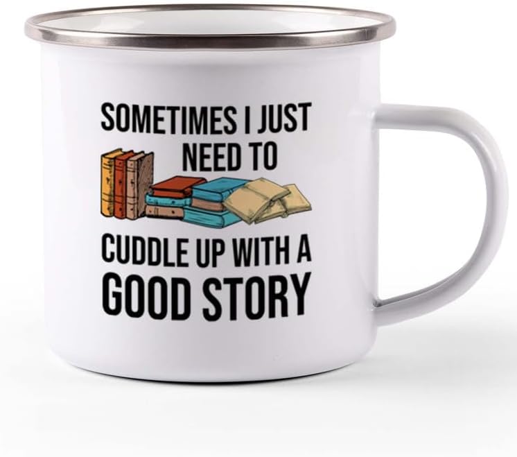 Reading Camper Mug 12oz - Cuddle Up a Good Story - Reader Gift Book Addict Book Lover Bookish Appreciation For Friend Novelist Writer Librarian Bookworm