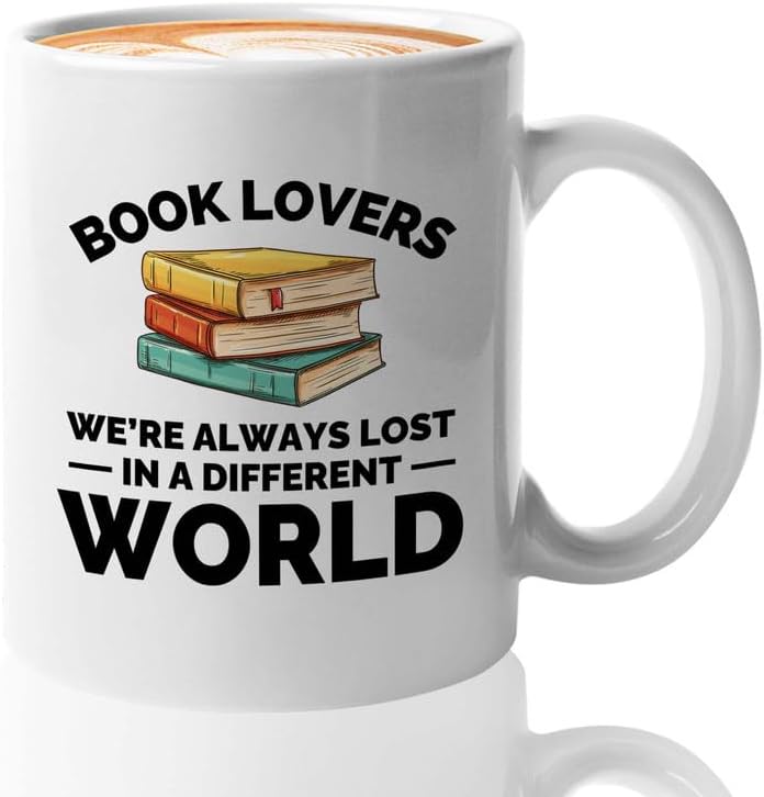 Book Lover Coffee Mug 11oz White - Always lost in - Gift For Poets Bookish People Bibliophile Librarian Book Club Reader