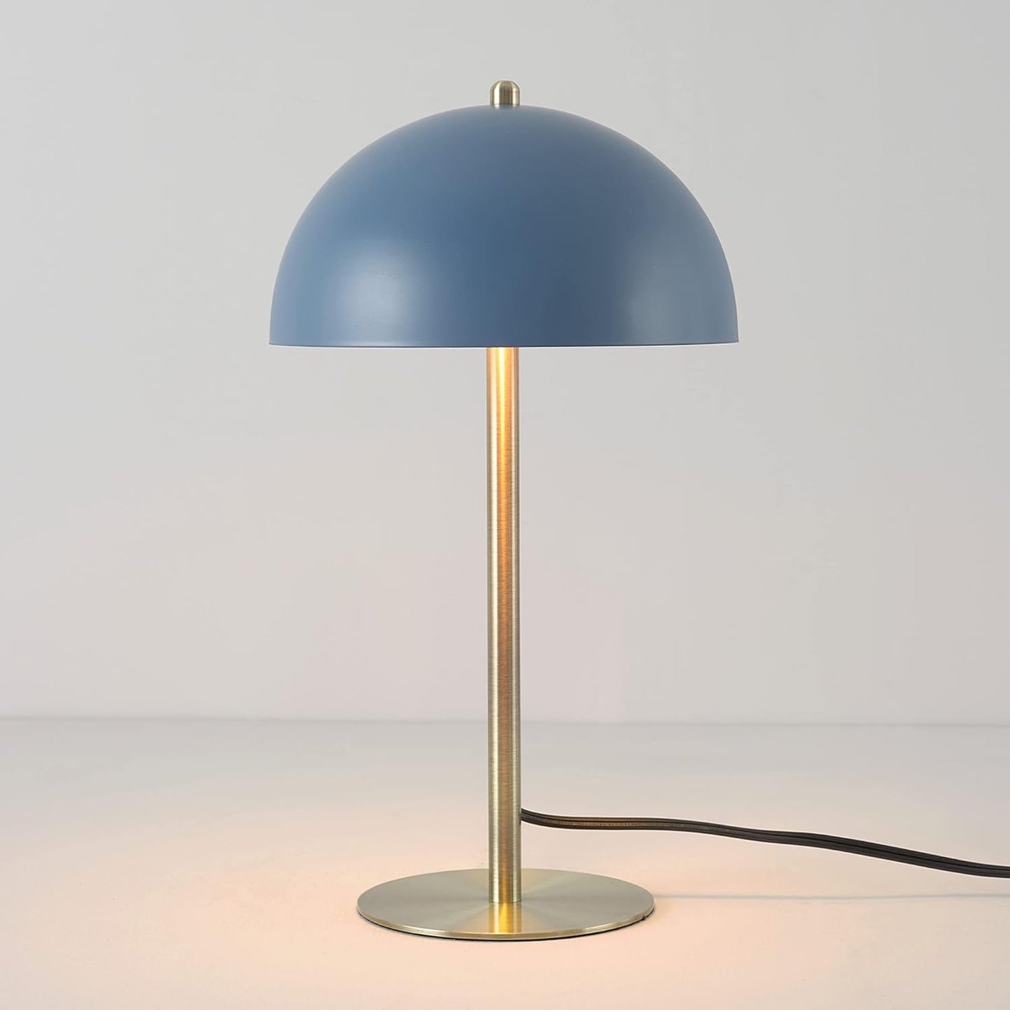 Globe Electric 52942 15" Blue Desk Lamp with Brass Accents, in-Line On/Off Rocker Switch, Ideal for Bedroom, Office Decor, Home Essentials, Reading Light, LED Bulb Compatible