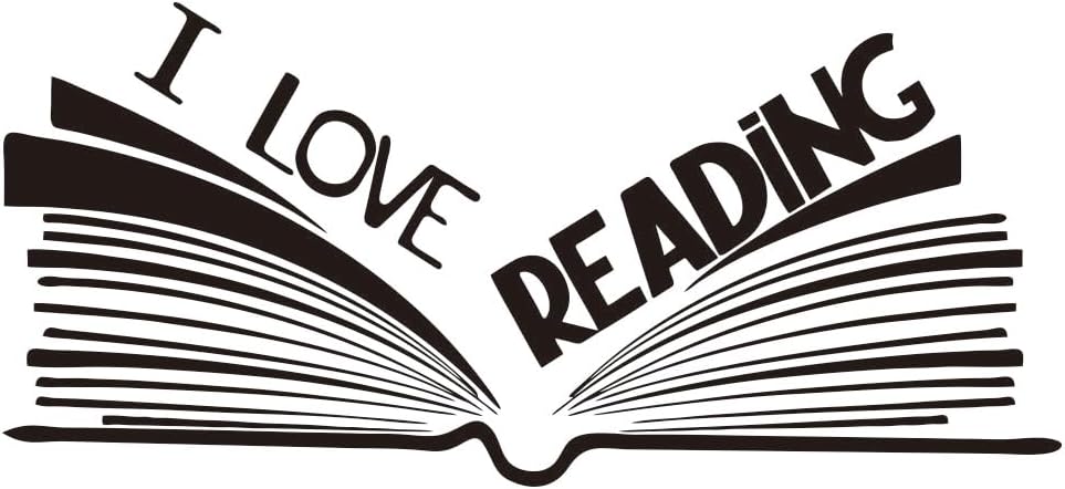 Inspiring Library Reading Wall Decal: Foster Learning and Creativity with Inspirational Quotes - Ideal for Classroom, Kids' Bedrooms, and Study Areas - Size: 10"x23" inches (Black-JZY107-Love reading)