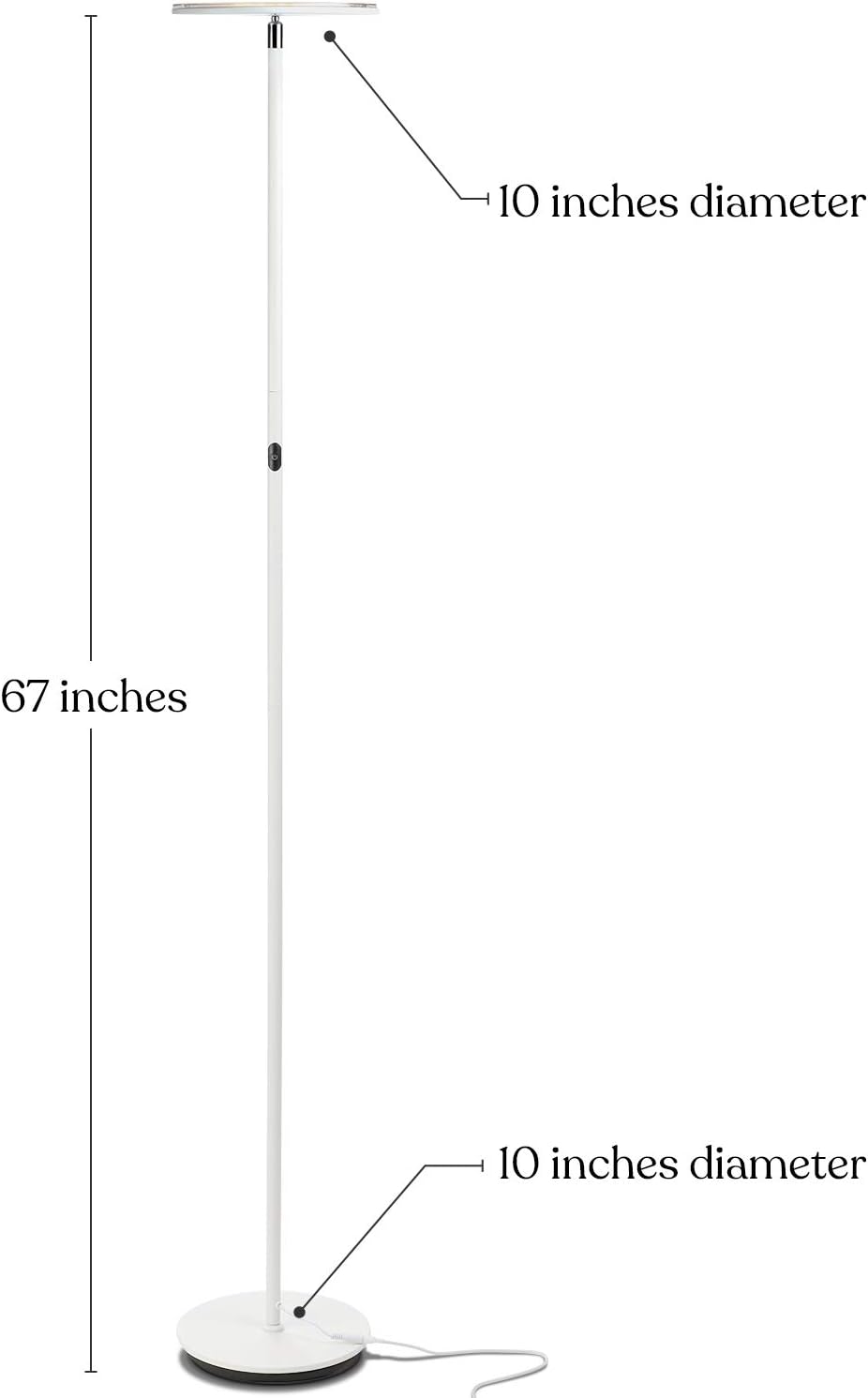 Brightech Sky Flux Dimmable LED Floor Lamp – Super Bright Floor Lamp with 3 Light Modes for Living Room, Office – Torchiere Standing Touch-Lamp, Tall Torch Lamp for Bedroom & Reading - White