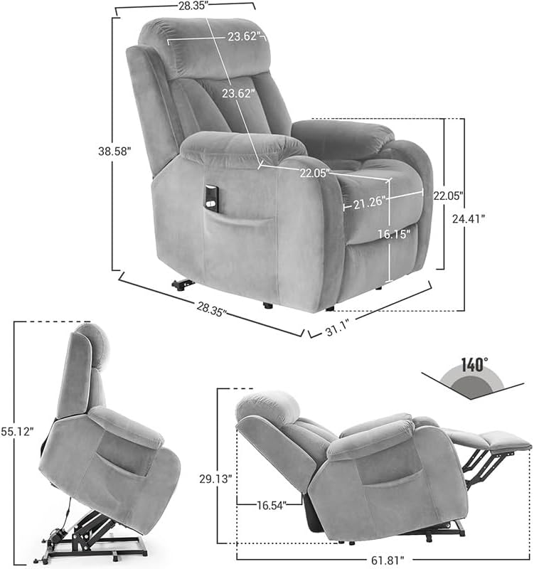Adults Massage Recliner Chair, Ergonomic Leisure Chair Classic Single Sofa, Elderly Power Lift Recliner Chair with Massage and Heated
