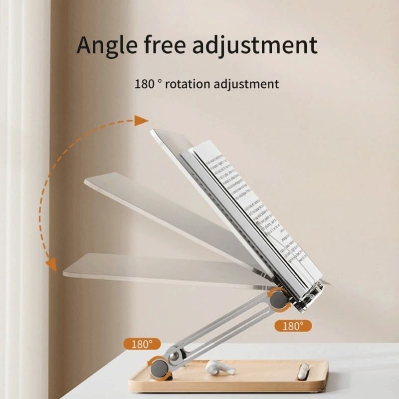 Foldable Reading Stand with Tablet, Desktop Bookshelf with Portable