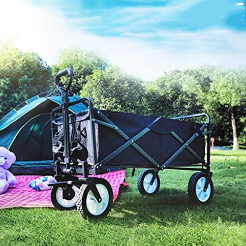Pull Along cart Outdoor Folding Utility Wagon Folding Garden Trolley Beach Trailer Handle Cart with 4 Wheels Load-Bearing 60kg / 132lbs for Shopping Fishing (Style 1)