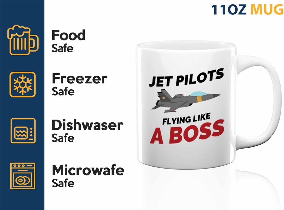 Jet Pilot Coffee Mug 11oz White - Flying like a boss - Pilot Gifts Airplane Flying Captains Aviator Airline Aviation