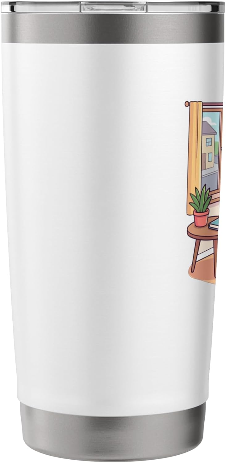 Relaxing Panda With Tea Cozy Reading Nook Plants Stainless Steel Insulated Tumbler