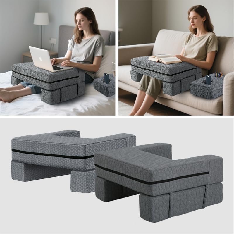 Extra Large Reading & Gaming Pillow with Coaster, Lap Desk Pillow for Laptop for Adult, Memory Foam Bed Desk for Working, Gaming, Reading & Writing Laptop Desk for Couch Bed Floor
