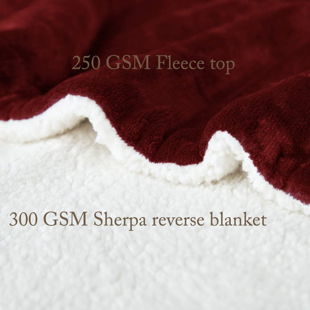 LBRO2M Sherpa Fleece Bed Blanket King Size Super Soft Fuzzy Plush Warm Cozy Fluffy Microfiber Couch Throw Velvet Double Reversible Blankets,Red