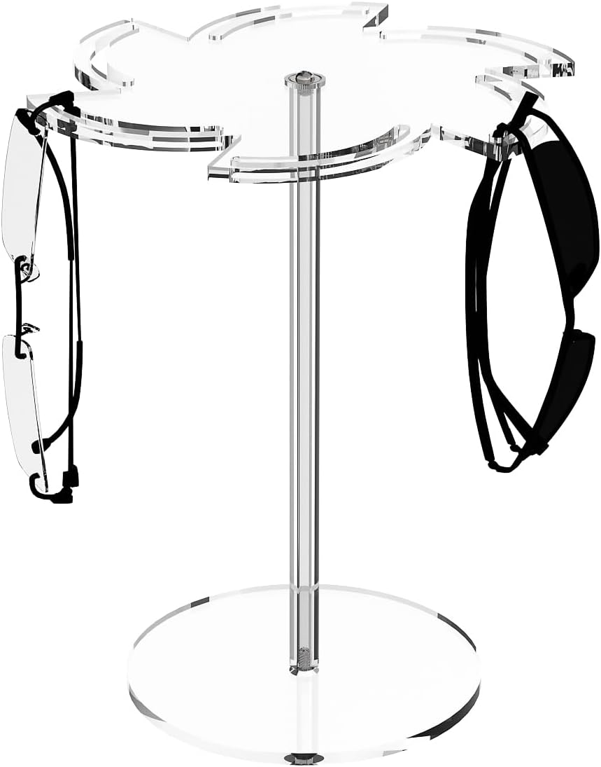Sunglasses Holder Stand 360 Rotating, Eyeglasses Display Rack,Eyewear room Tabletop Glasses Storage Organizer (Acrylic, Pinwheel Shape)