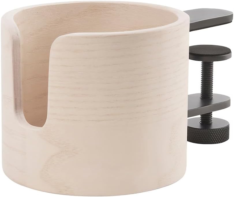 Desk Cup Holder 1Pack (Ash), Table Edge Clamp Cup Holder for Home Office Desk, Gaming Desk Accessories, Computer Desk Accessories, Anti-Spill Cup Holder