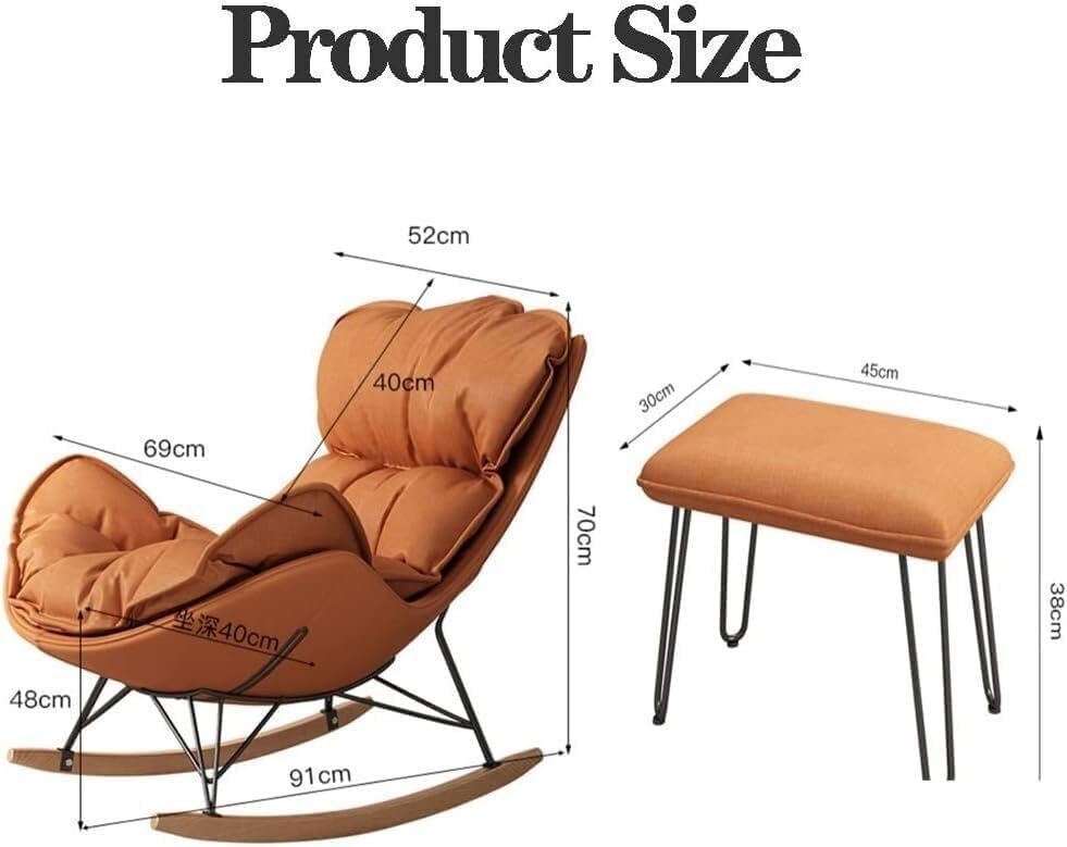LSLYTQ Leisure Sofa Rocking Chair Glider Rocker with High Backrest Armchair with Ottoman Living Room Tech Cloth Rocker Chairs with Solid Wood Legs