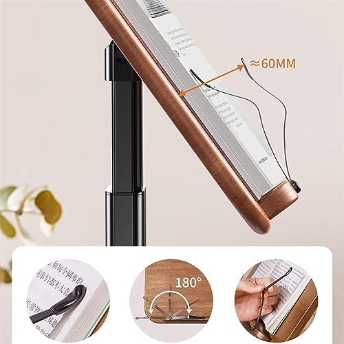 Adjustable Book Stand - Hands-Free Upright Wooden Cookbook Holder | Height & Angle Adjustable Book Rest for Desktop Reading | Book Stand Height Adjustable (Brown) (Brown)