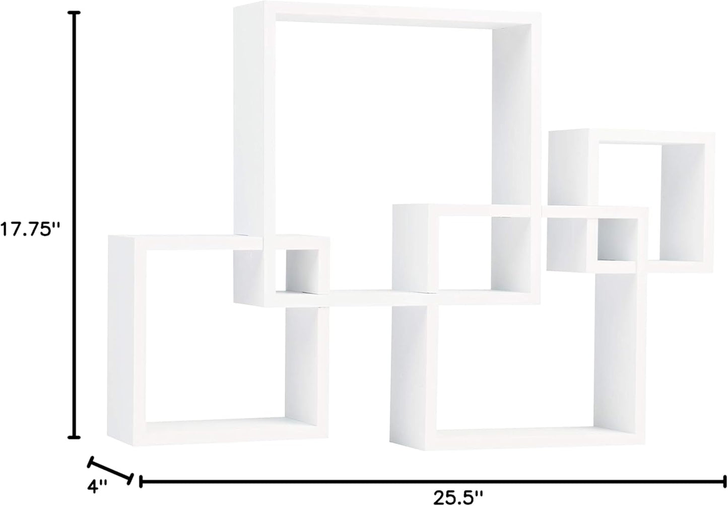 Danya B. Decorative Wall Mount Floating Intersecting Cube Accent Wall Shelf (White)