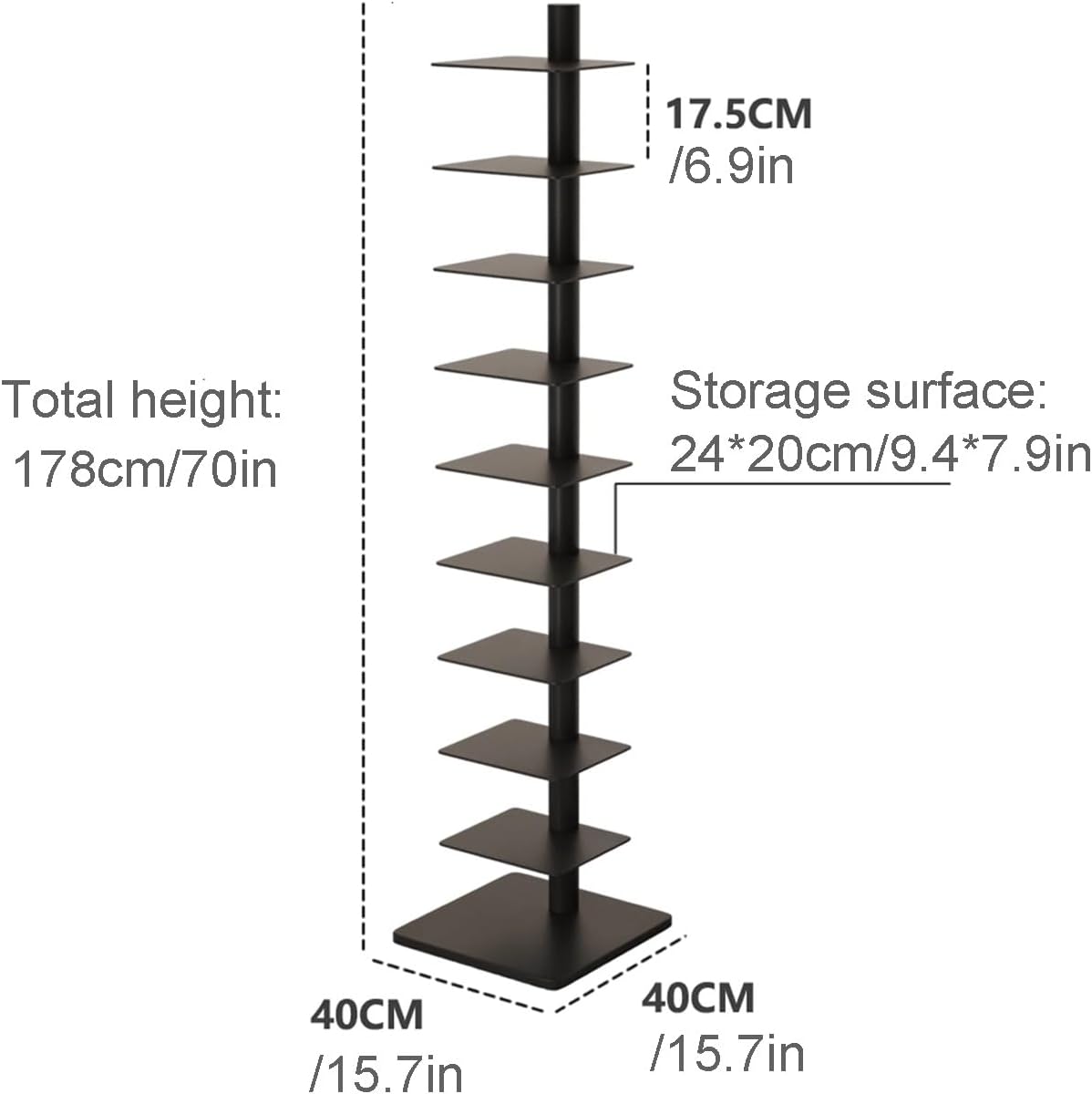 SEIFE Multipurpose Vertical Bookshelf for Home, Metal Bookshelf Tower,Modern Open Bookshelf,Tall Vertical Bookcase,Ideal Book Invisible Floating Bookshelf,Multipurpose Storage Rack(Dark Green)