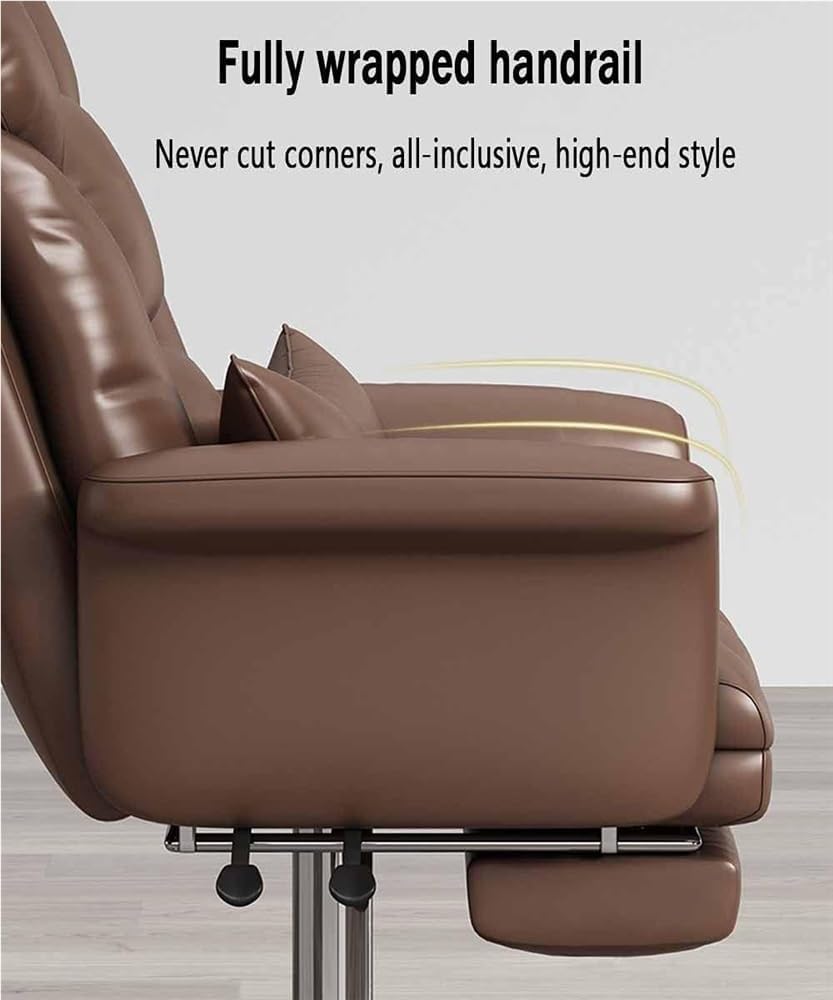 Executive Office Chair Sofa Seat One-Piece Armrest Backrest 145 Tilt with Lumbar Pillow and Footrest Study Lounge Chairs for Reception Meeting Room