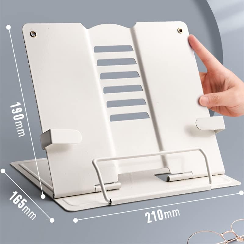 Book Stand Adjustable Portable Metal Reading Holder Support Document Shelf Tablet Music Score Recipe Stand Cookbook Simple (Bk 8.3x6.5x7.5in)