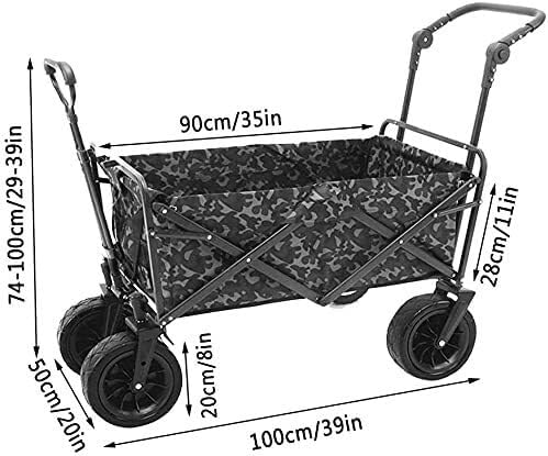 Outdoor Folding Utility Wagon with Removable Canopy, Heavy Duty Garden Trolley, Adjustable Handle, 85kg Load Capacity for Camping, Shopping & Festivals