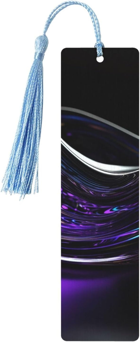 Purple Glass Bookmarks Gifts for Women Men, Wooden Bookmarks for Book Lovers, Vintage Book Marks Ornaments with Tassel, Unique Personalized Reading Page Markers Sky Blue