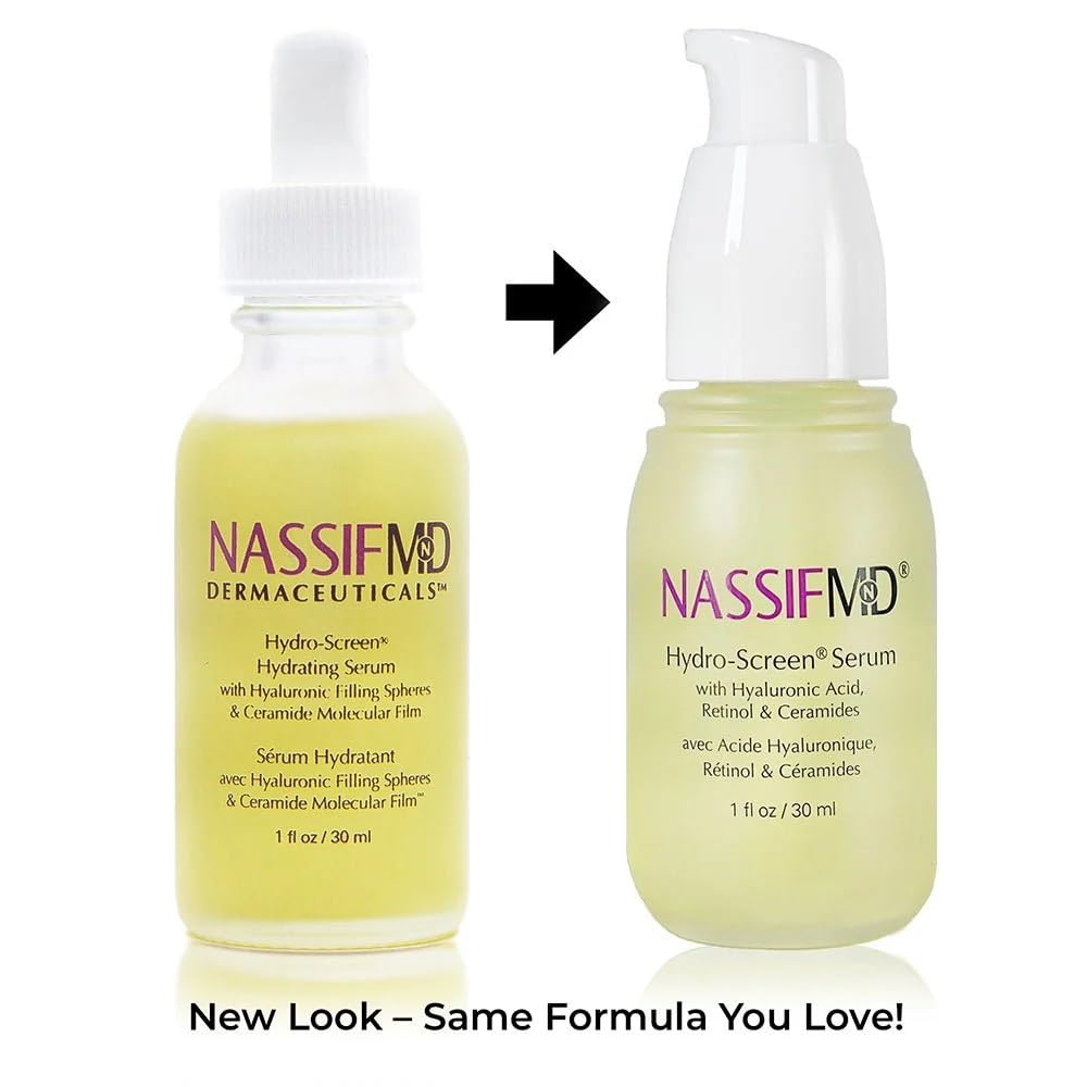 NassifMD Hydro-Screen Hydration Serum | Surgeon-Created Hyaluronic Acid, Ceramides & Retinol Formula for Plumping, Firming & Reducing Fine Lines