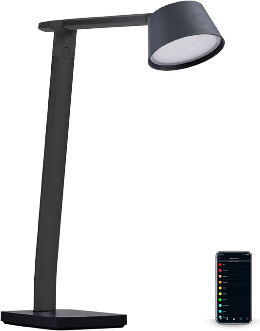 Bostitch Black+Decker Verve Designer Smart Desk Lamp, Compatible with Alexa, Auto-Circadian Mode, True White LED + 16M RGB Colors, USB Charging Port, Certified for Humans