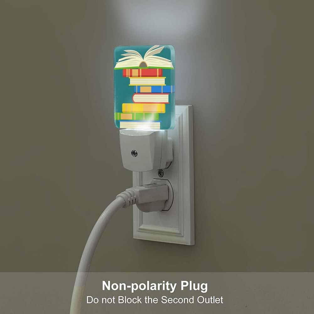 Colorful Books Night Light Study Reading Knowledge Library 0.5W Night Lights Auto LED Lamp Energy Saving Square Lights for Room Bedroom Bathroom