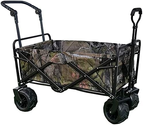 Outdoor Folding Utility Wagon Heavy Duty Collapsible Wagon Garden Cart with Universal Wheels Adjustable Handle Large Capacity Load-Bearing 100kg / 220lbs