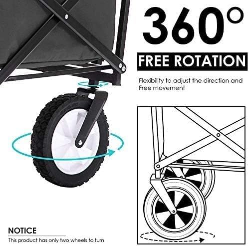 Portable Camping Cart,Outdoor Folding Wagon with Brakes Portable Beach Cart for Camping Gardening and Festivals Foldable Hand Pull Cart with 4 Wheels (Red)