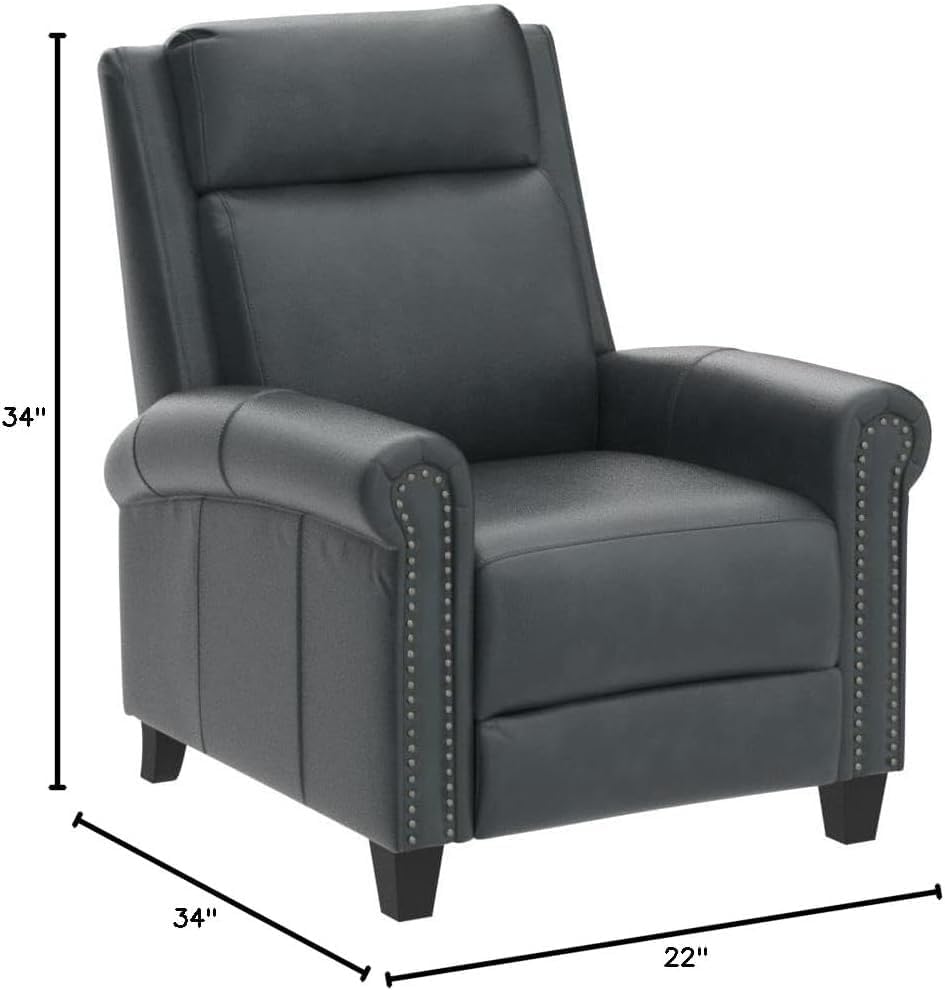 Modern Ergonomic Lounge Leather Recliner Chair, Push Back Adjustable Recliner with Comfortable Arms and Supportive Back, Single Sofa for Living Room and Bedroom
