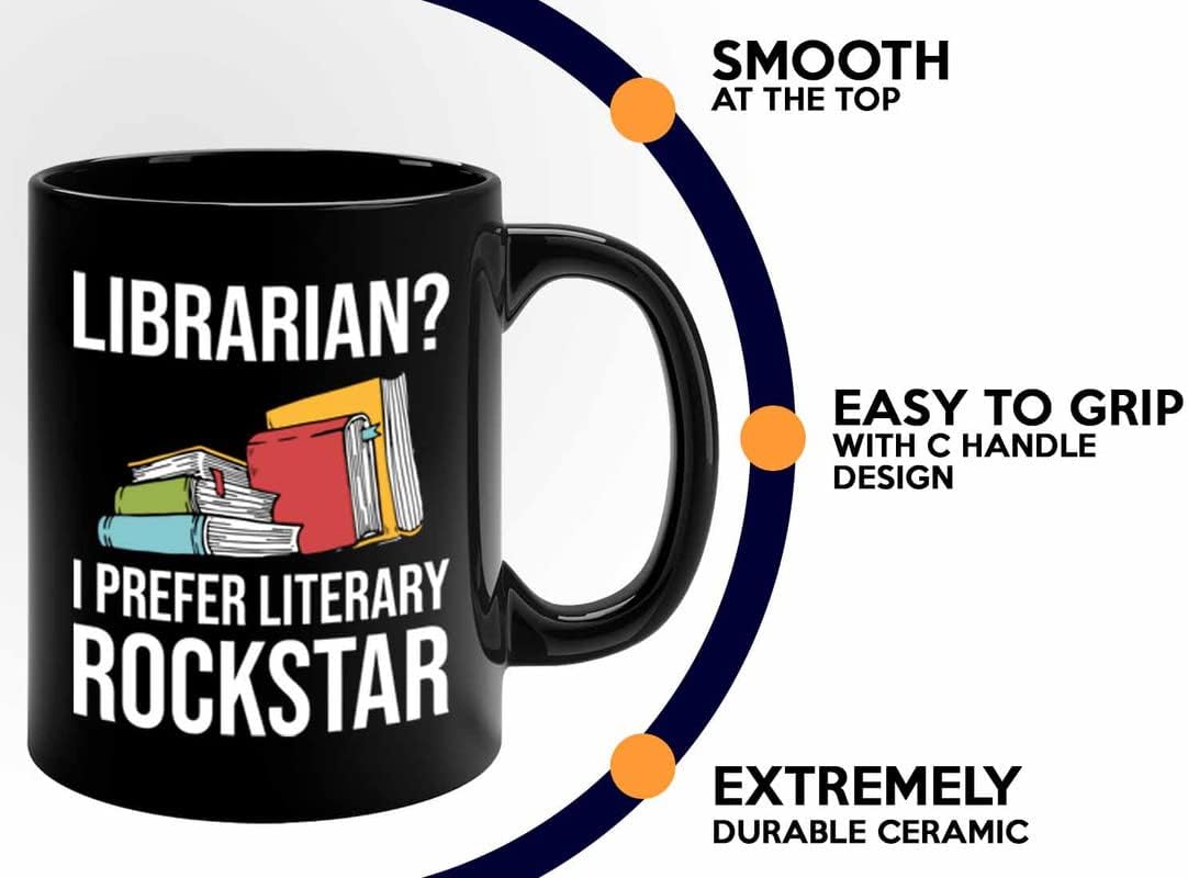 Book Lover Coffee Mug 11oz Black - literary rockstar - Gifts for Book Club Readers Book Nerd Librarians Book Worm Bookish