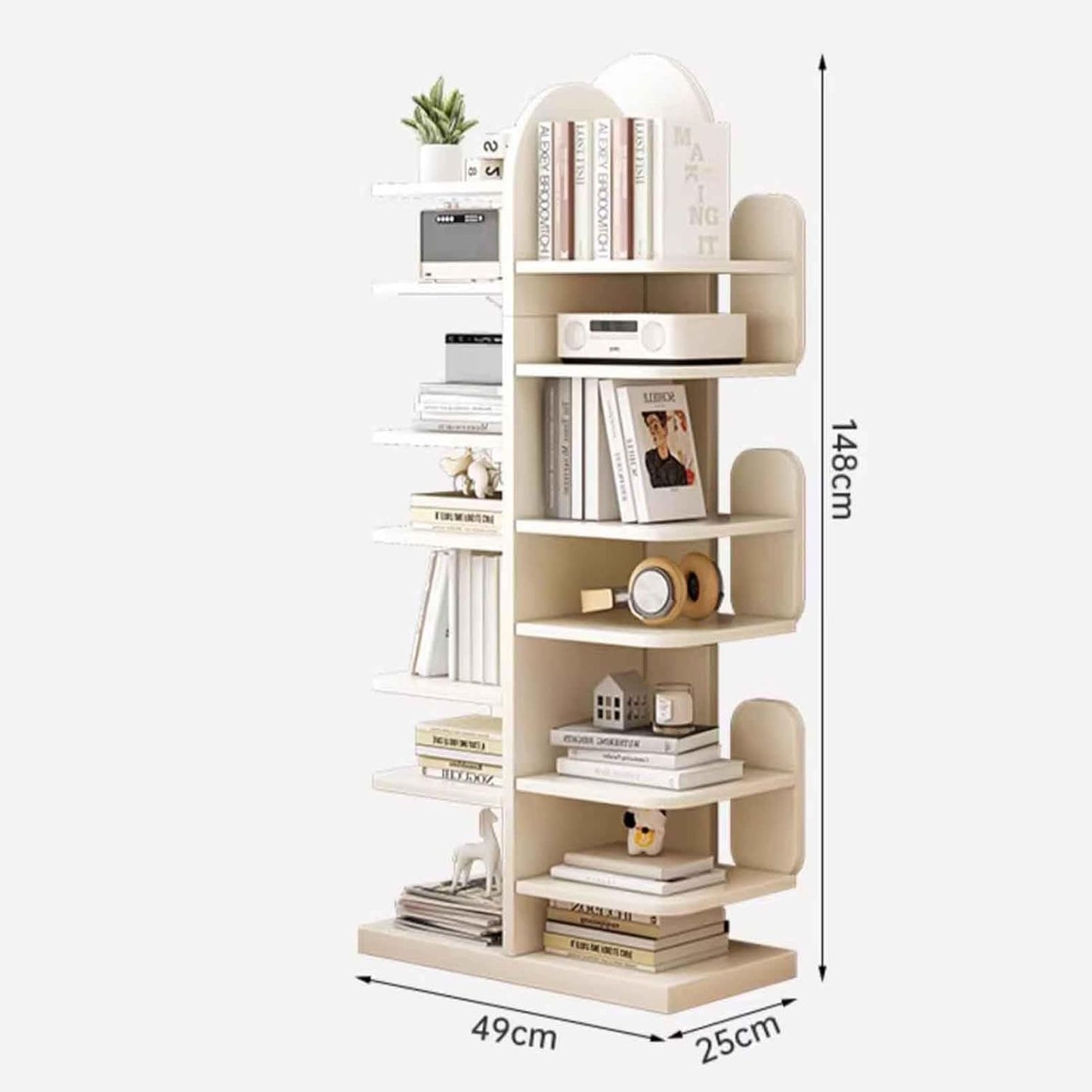 Modern Solid Wood Cactus Tree Bookshelf - Luxury Floor Standing Bookcase, Creative Corner Storage Cabinet for Home, Living Room, Bedroom, Office, and Library.