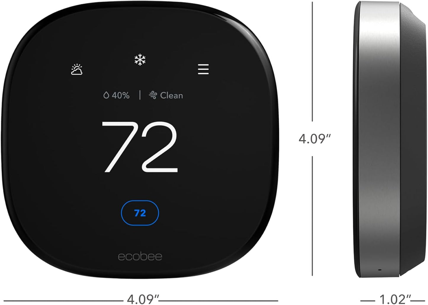 ecobee Smart Thermostat Premium with Smart Sensor and Air Quality Monitor - Programmable Wifi Thermostat - Works with Siri, Alexa, Google Assistant, Black
