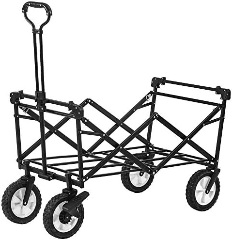 Pull Along cart Folding Wagon Trolley Cart Portable Garden Cart with 4 Wheels Romovable Canopy Collapsible Garden Cart Pull Wagon Hand Cart