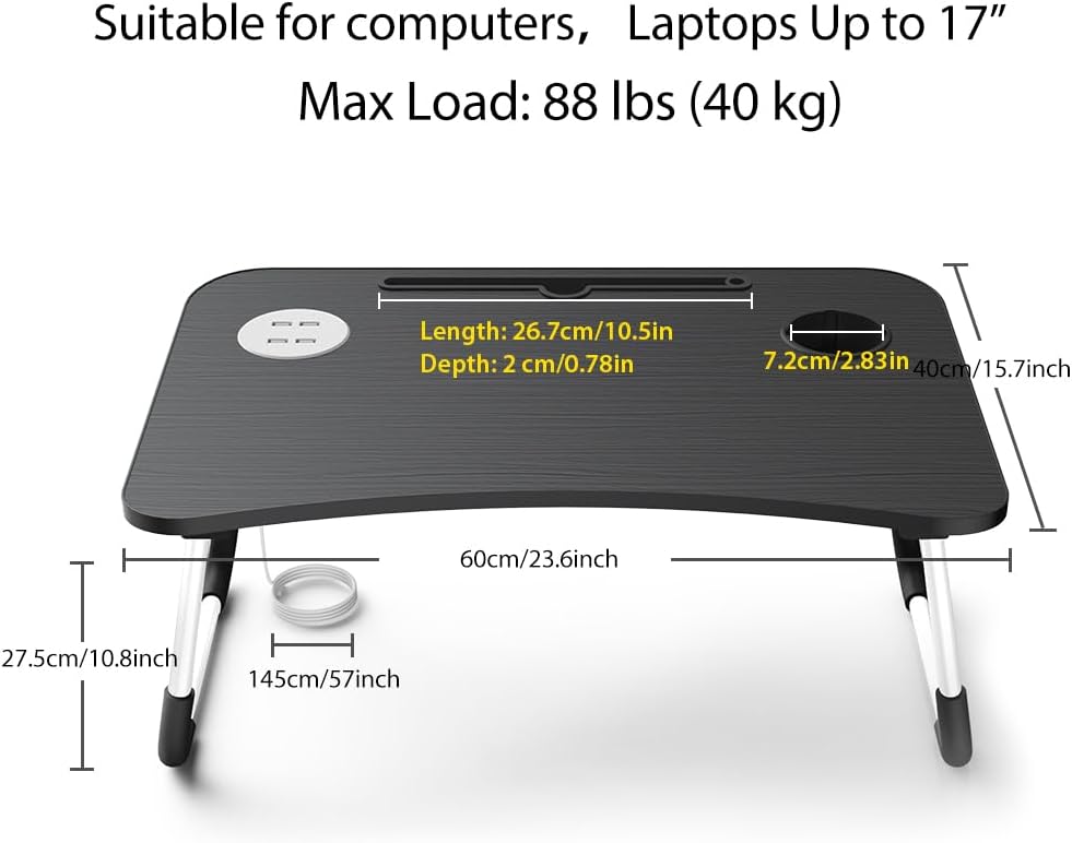Bed Table Elekin Folding Lap Desk Laptop Desk Table with Storage Drawer/Cup Holder Folding Lap Desk Multi-Function Laptop Bed Table Desk Stand Bed Table Tray for Bed/Couch/Sofa