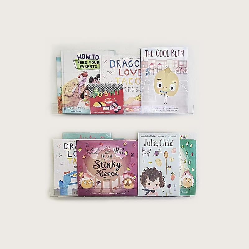 Wall-Mounted Acrylic Shelves Suitable for Wall-Mounted Display Rack Storage Rack Suitable for Children's Bookshelf Room Wall Decoration Bedroom Kitchen Living Room (4, 15")