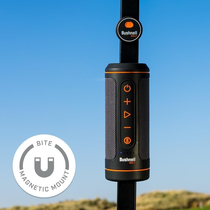 Bushnell Golf Wingman 2 GPS Bluetooth Speaker | Audible Distances, Magnetic Cart Mount, Custom Sound Bites, TWS Pairing & USB-C Charging
