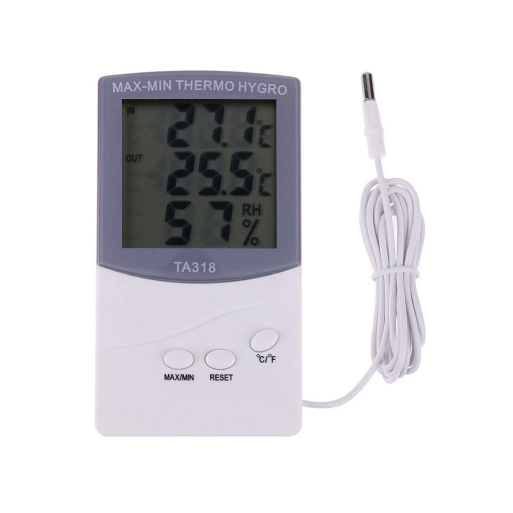 Indoor Outdoor Thermometer Hygrometer Digital LCD Max-Min Thermo Hygro Humidity Out Meter Probe Sensor
