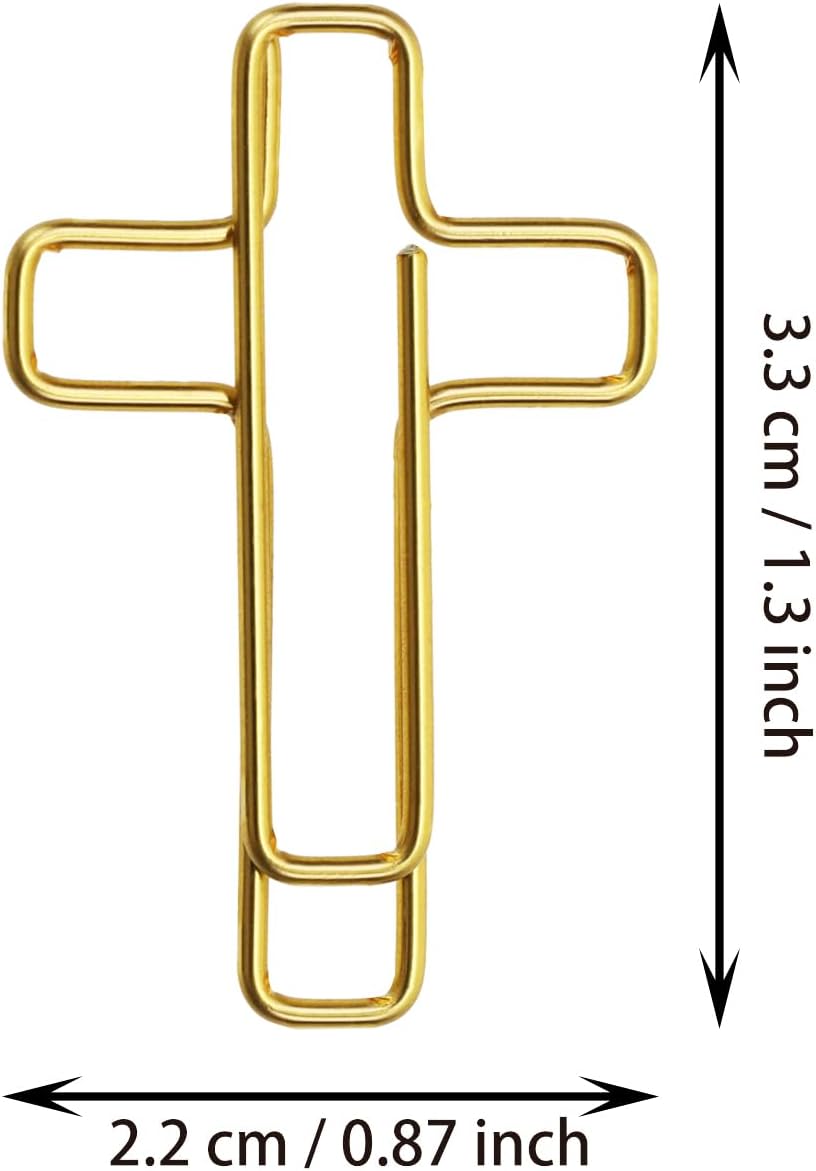 Penta Angel Cross Shape Paper Clip Book Page Mark 30Pcs Small Metal Bible Christian Page Markers Journaling Paperclips for Men Women Christmas Easter Gift (Gold Cross-30)