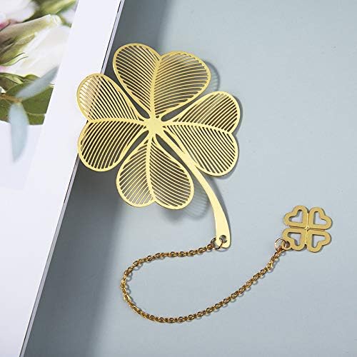 4 Pack Metal Bookmarks with Chain, Golden Hollow Bookmark Gift for Book Lovers, Writers, Readers, Children, Teens, Men, Women, Adults