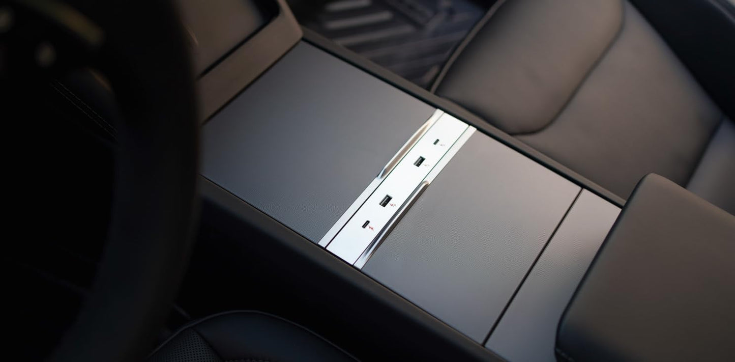 Tesloid.com USB Inline Bar for Tesla Model 3 (2025 and Newer) and Model Y (2026 and Newer) - Expand Connectivity & Charge Multiple Devices