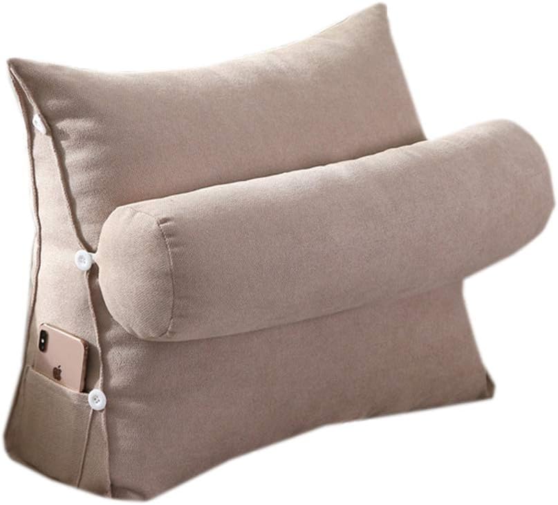 Washable Soft Triangle Cushion Pillow Sofa Waist Pillow Bed Lumbar Back Pillow Triangle Back Wedge Cushion Pillow Backrest Cushion (Beige Gray, 45×45×20CM)