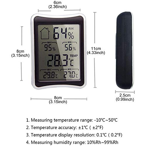 High Accuracy Digital Thermometer Hygrometer Temperature Humidity Gauge Monitor Indoor Max Min Memory Weather Station
