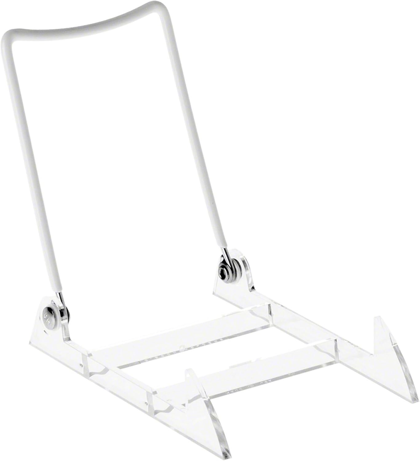 GIBSON HOLDERS 3PL Adjustable White Wire and Clear Acrylic Display Easel, 3.875" W x 5.375" D x 5.25" H, Pack of 6
